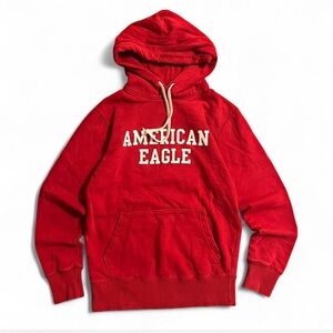 American Eagle Red Logo Pullover Hoodie XS Cozy
